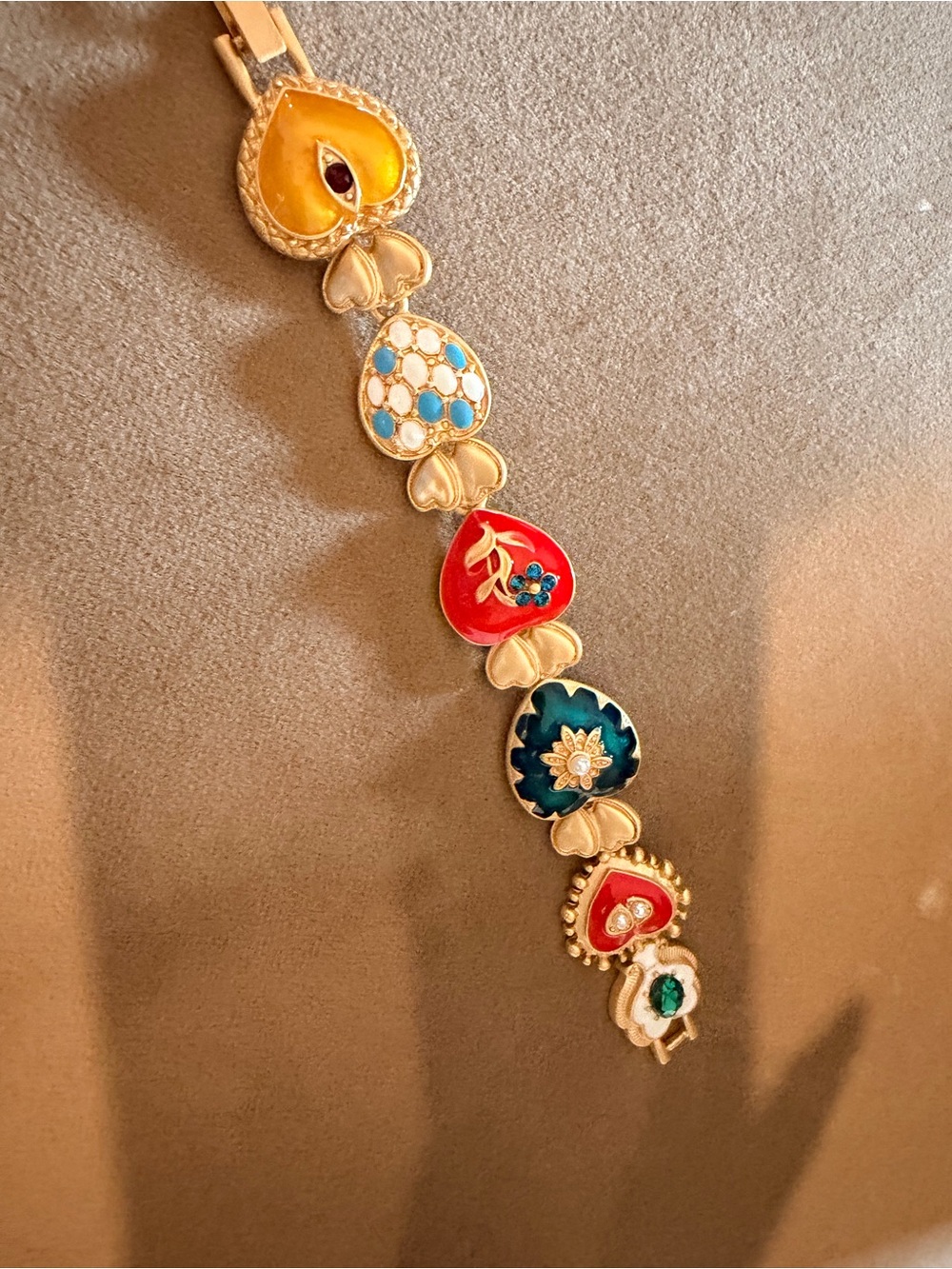 Colorful Enamel Floral Link Bracelet - Multicolor